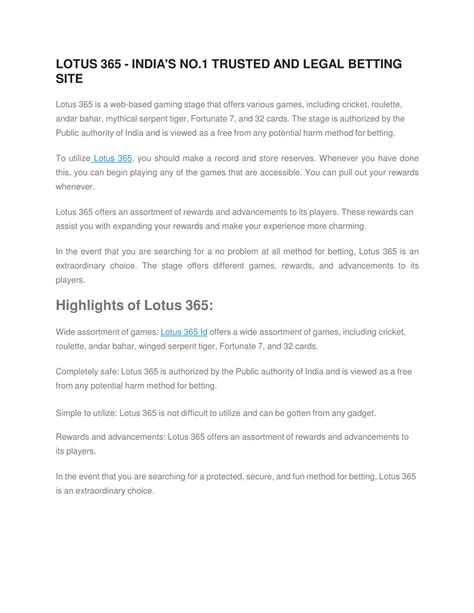 is lotus 365 legal in india|Is Lotus 365 Legal in India .